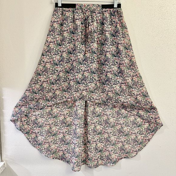 Princess Vera Wang Skirt‎ Womens XS Floral Print Tassel Tie Sheer High Low Hem - Picture 1 of 14